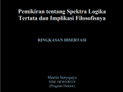 Pemikiran tentang Spektra Logika Tertata dan Implikasi Filosofisnya : Ringkasan Disertasi Martin Suryajaya